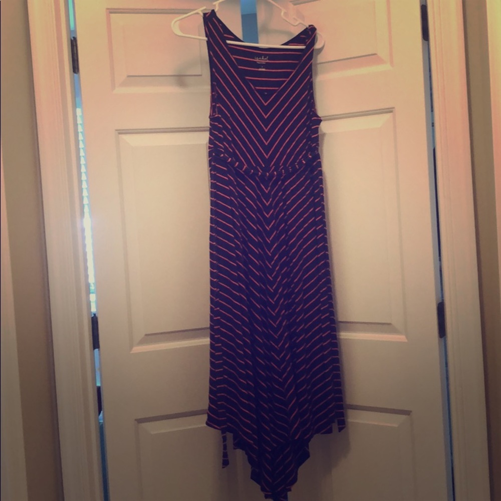 Isabel Maternity Asymmetrical Navy and Pink Dress